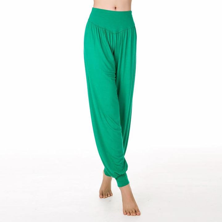 Pantalones largos tipo harén para yoga y danza con Buddha Stones en color liso - Verde - US14, UK/AU18, EU46 (3XL) - image 31