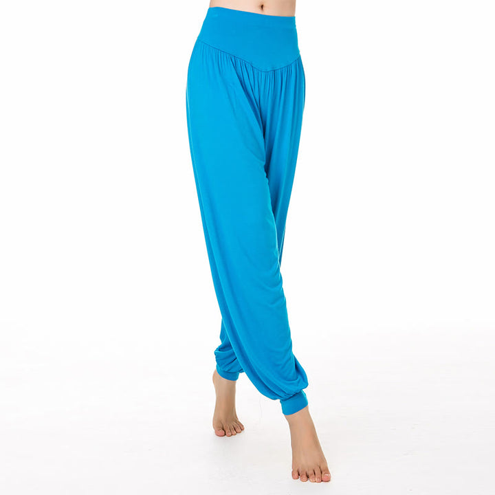Pantalones largos tipo harén para yoga y danza con Buddha Stones en color liso - Azul - US14, UK/AU18, EU46 (3XL) - image 41