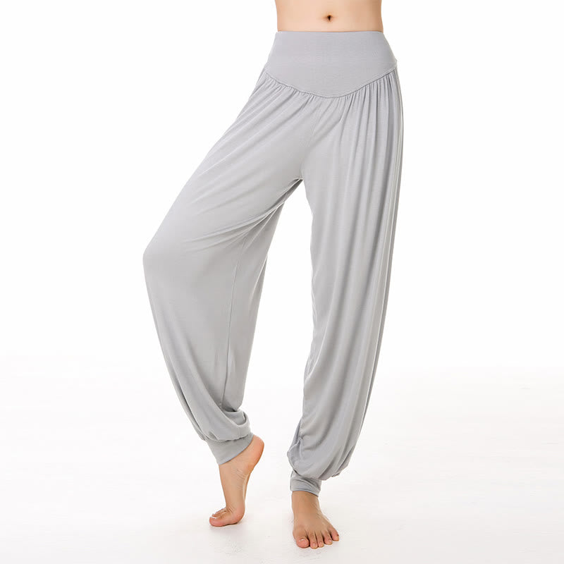 Pantalones largos tipo harén para yoga y danza con Buddha Stones en color liso - Gris - US14, UK/AU18, EU46 (3XL) - image 8