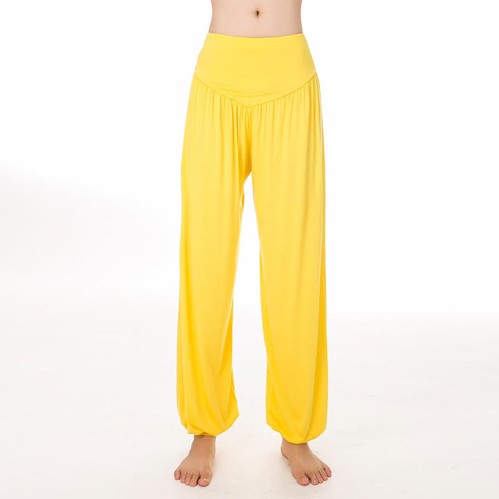 Pantalones largos tipo harén para yoga y danza con Buddha Stones en color liso - Amarillo - US14, UK/AU18, EU46 (3XL) - image 47
