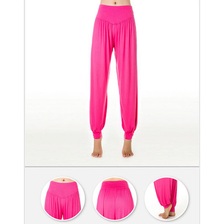 Pantalones largos tipo harén para yoga y danza con Buddha Stones en color liso - image 20