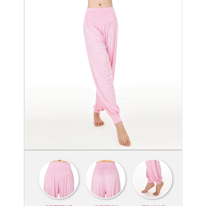 Pantalones largos tipo harén para yoga y danza con Buddha Stones en color liso - image 14