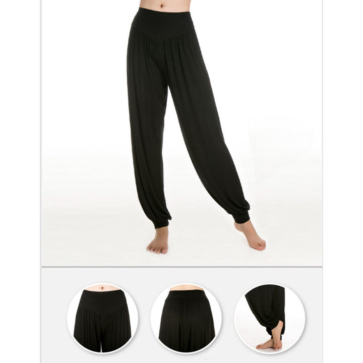Pantalones largos tipo harén para yoga y danza con Buddha Stones en color liso - image 24