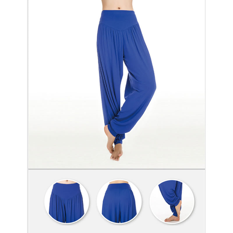 Pantalones largos tipo harén para yoga y danza con Buddha Stones en color liso - image 40