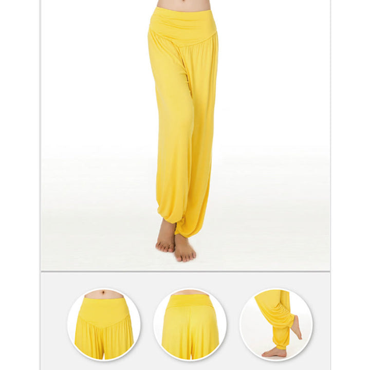 Pantalones largos tipo harén para yoga y danza con Buddha Stones en color liso - image 50
