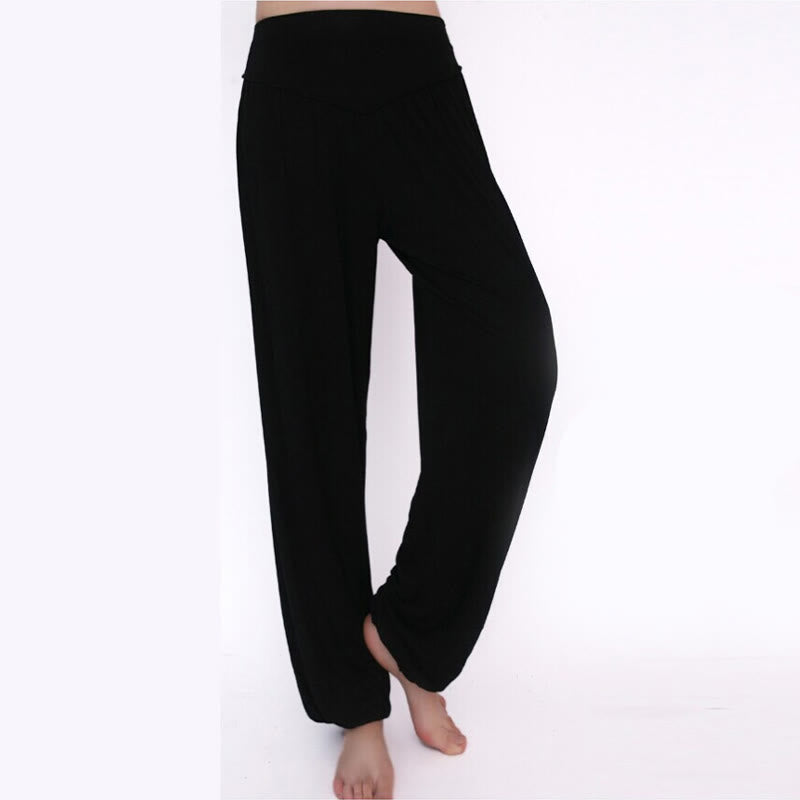 Pantalones largos tipo harén para yoga y danza con Buddha Stones en color liso - image 22
