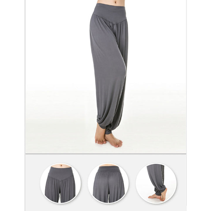 Pantalones largos tipo harén para yoga y danza con Buddha Stones en color liso - image 18
