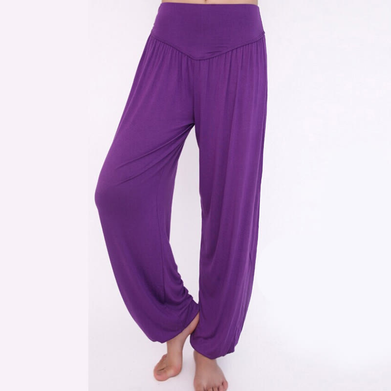 Pantalones largos tipo harén para yoga y danza con Buddha Stones en color liso - image 2