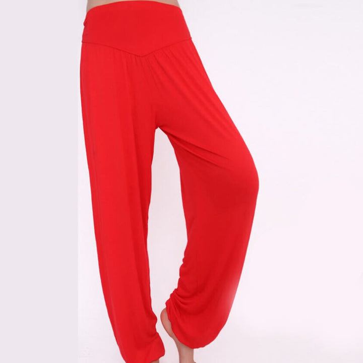 Pantalones largos tipo harén para yoga y danza con Buddha Stones en color liso - image 27