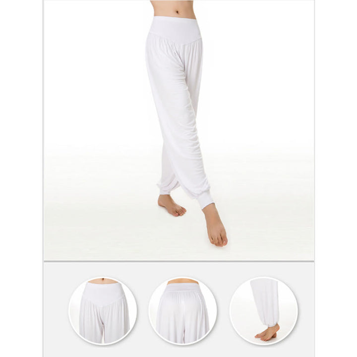 Pantalones largos tipo harén para yoga y danza con Buddha Stones en color liso - image 46
