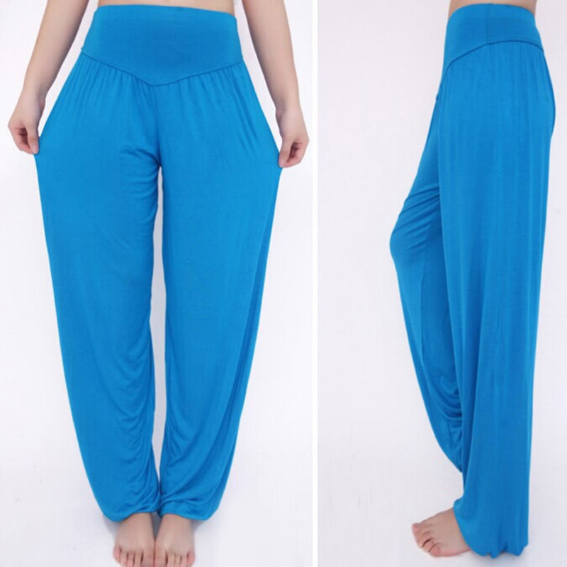 Pantalones largos tipo harén para yoga y danza con Buddha Stones en color liso - image 43
