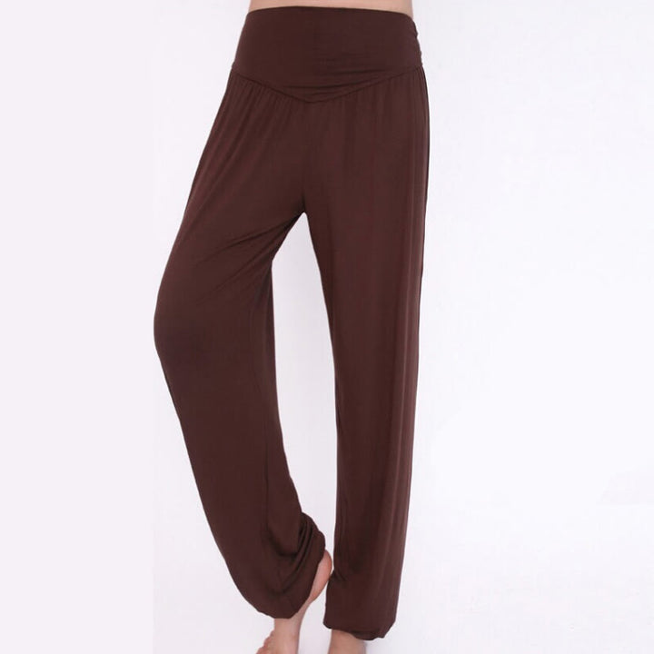 Pantalones largos tipo harén para yoga y danza con Buddha Stones en color liso - image 36