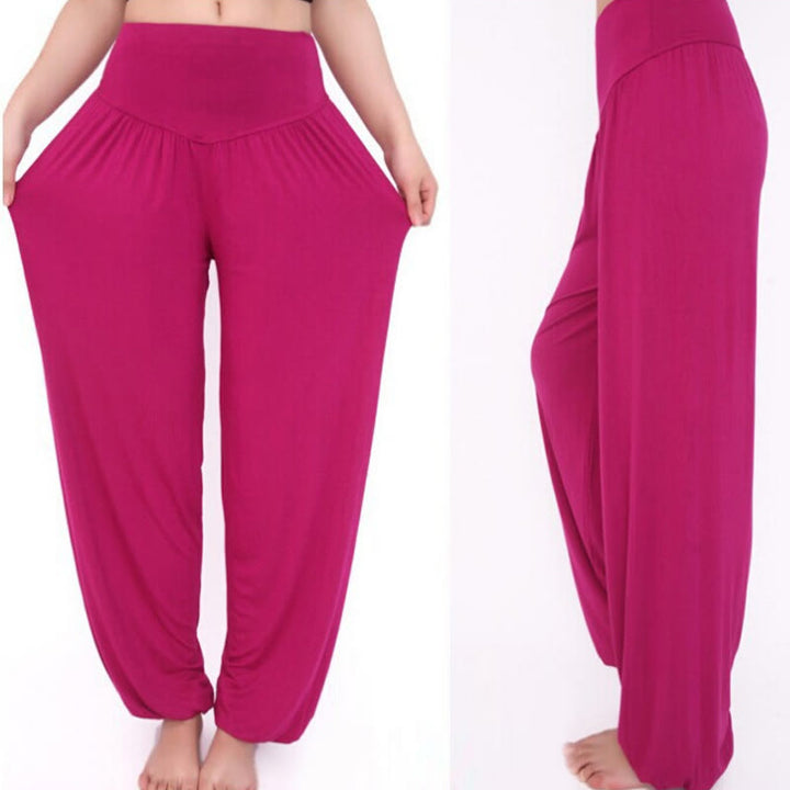 Pantalones largos tipo harén para yoga y danza con Buddha Stones en color liso - image 53