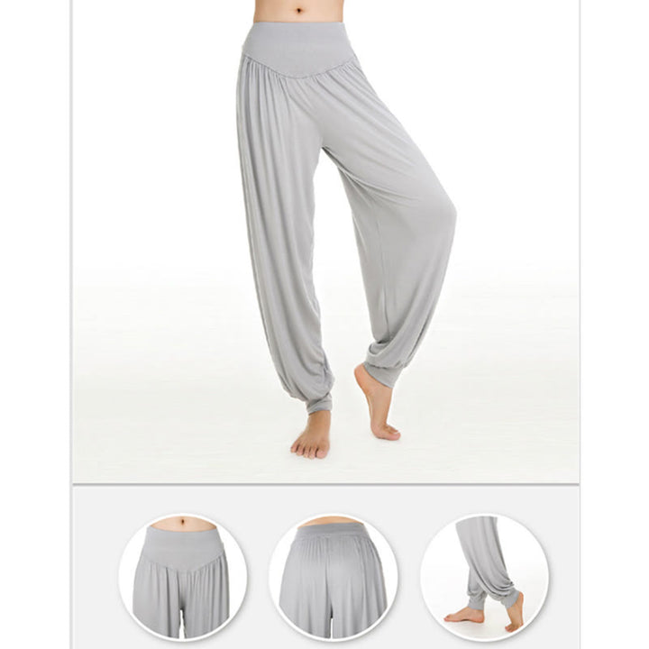 Pantalones largos tipo harén para yoga y danza con Buddha Stones en color liso - image 11