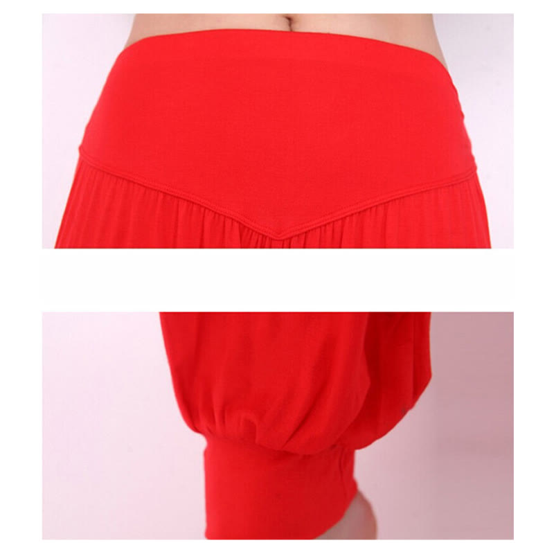 Pantalones Harem largos de danza de yoga modal de color sólido con Buddha Stones - image 29