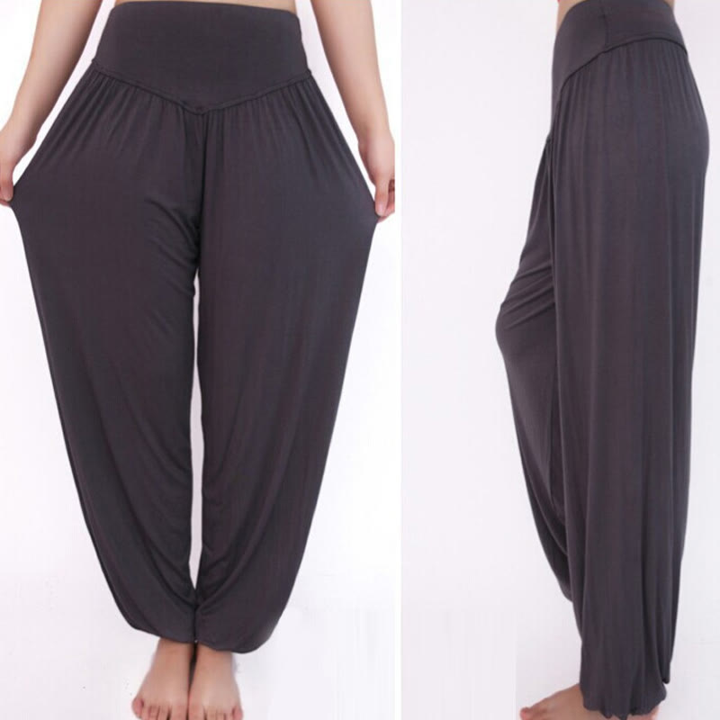 Pantalones largos tipo harén para yoga y danza con Buddha Stones en color liso - image 23
