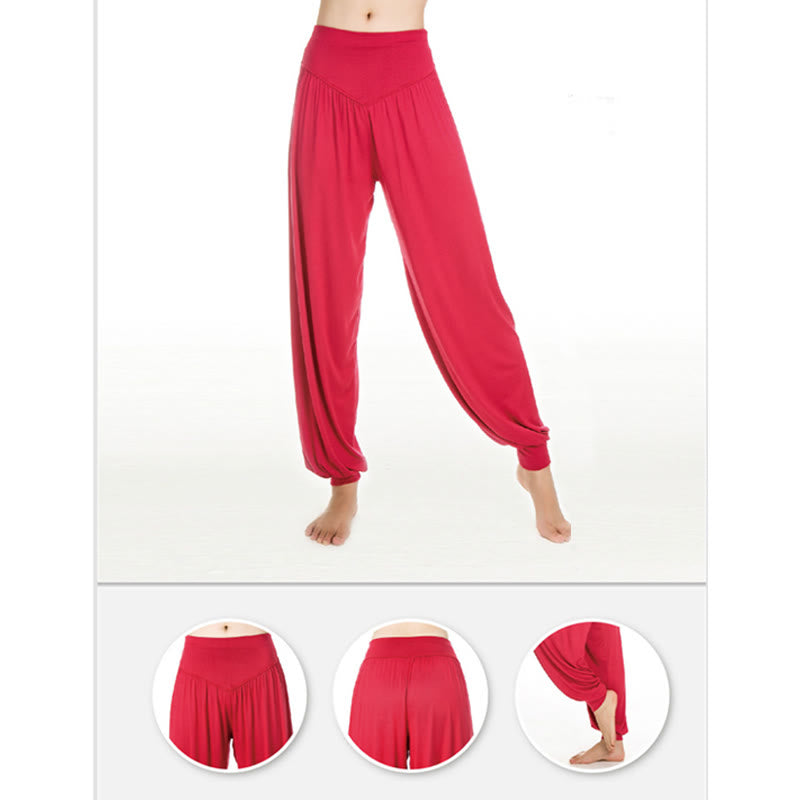 Pantalones largos tipo harén para yoga y danza con Buddha Stones en color liso - image 6