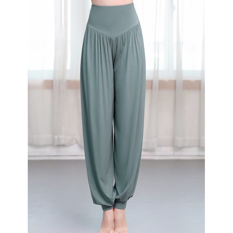 Pantalones de harén de danza de yoga modales sueltos de color liso con Buddha Stones - image 1