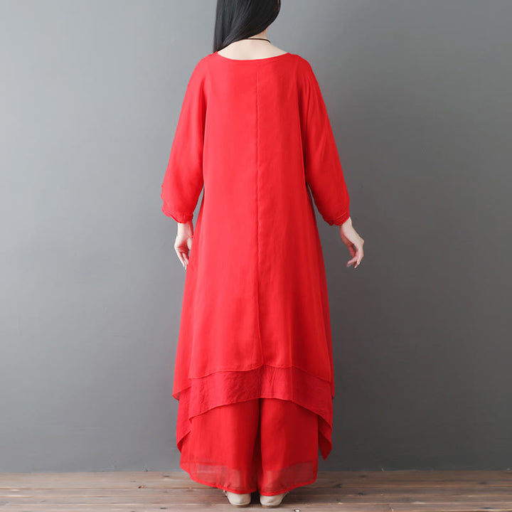 Vestido túnica midi con cuello en V y estampado de Buddha Stones, pantalones de pierna ancha, ropa para meditación, práctica zen y danza. - image 9