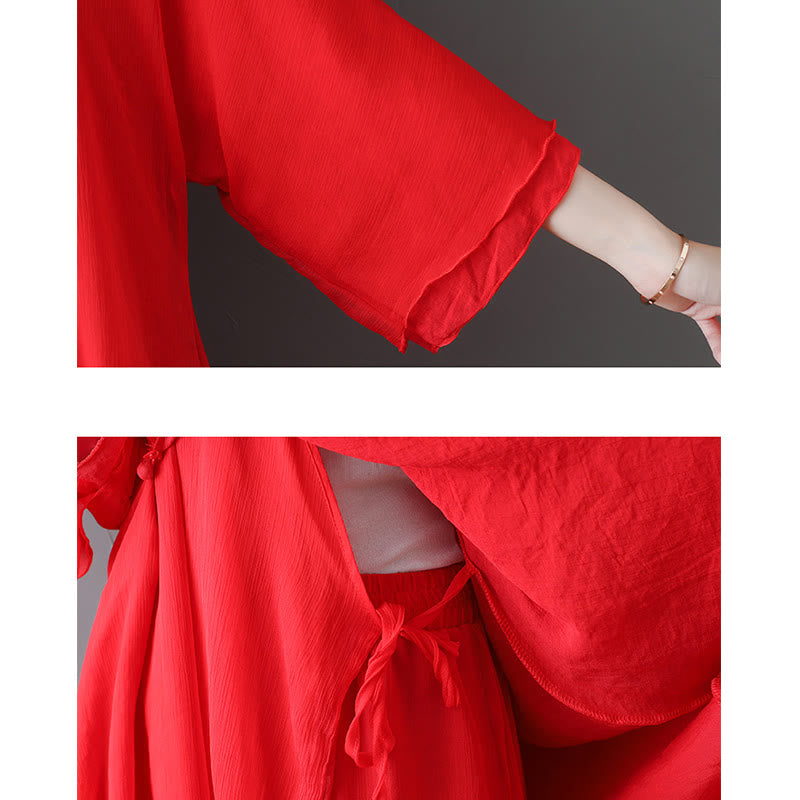 Vestido túnica midi con cuello en V y estampado de Buddha Stones, pantalones de pierna ancha, ropa para meditación, práctica zen y danza. - image 15