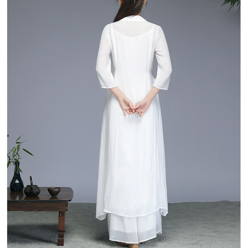 Vestido midi estilo Hanfu con Buddha Stones y pantalones de pierna ancha para meditación, práctica de yoga y danza. - image 3