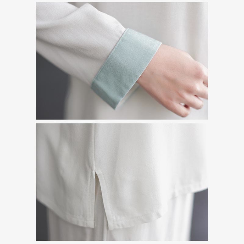 Conjunto de ropa de lino y algodón para mujer, camisa de manga larga, Top, pantalones, meditación Zen, Tai Chi, 2 uds. , Buddha Stones