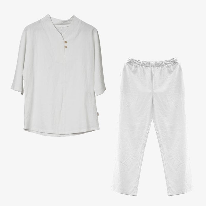 Buddha Stones 2 uds camisa Top pantalones meditación Zen Tai Chi ropa de lino de algodón conjunto de mujer - image 5