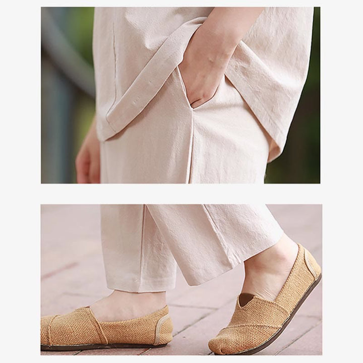 Buddha Stones 2 uds camisa Top pantalones meditación Zen Tai Chi ropa de lino de algodón conjunto de mujer - image 12