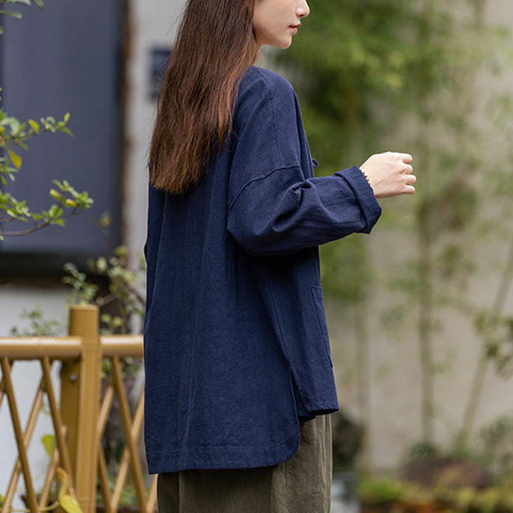 Camisa con diseño de botones de rana y Buddha Stones , ropa superior para meditación de Tai Chi, chaqueta de lino de ramio - image 11