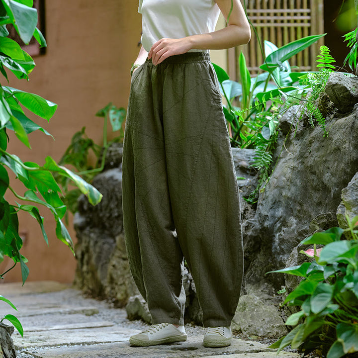 Pantalones harén de yoga sueltos de color sólido con Buddha Stones y bolsillos - image 30