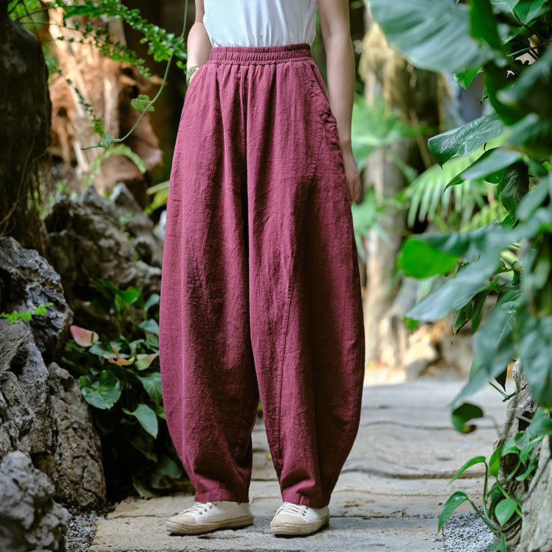 Pantalones harén de yoga sueltos de color sólido con Buddha Stones y bolsillos - image 39