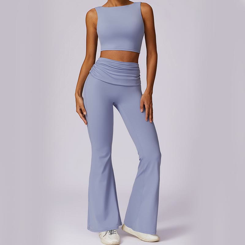 Buddha Stones Sin Mangas Sin Espalda Correa Tank Top Bra Pantalones Acampanados Deportes Fitness Yoga - image 22