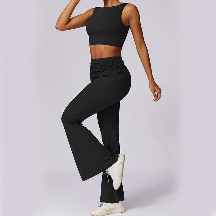 Buddha Stones Sin Mangas Sin Espalda Correa Tank Top Bra Pantalones Acampanados Deportes Fitness Yoga - image 40