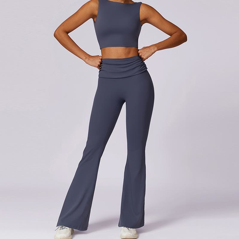 Buddha Stones Sin Mangas Sin Espalda Correa Tank Top Bra Pantalones Acampanados Deportes Fitness Yoga - image 52