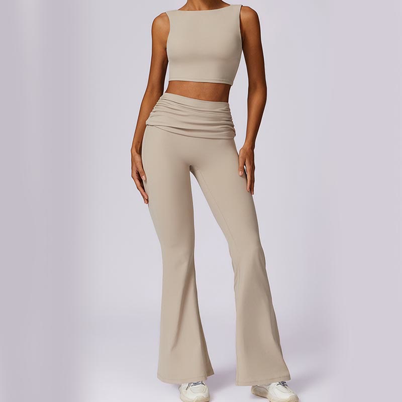 Buddha Stones Sin Mangas Sin Espalda Correa Tank Top Bra Pantalones Acampanados Deportes Fitness Yoga - image 62