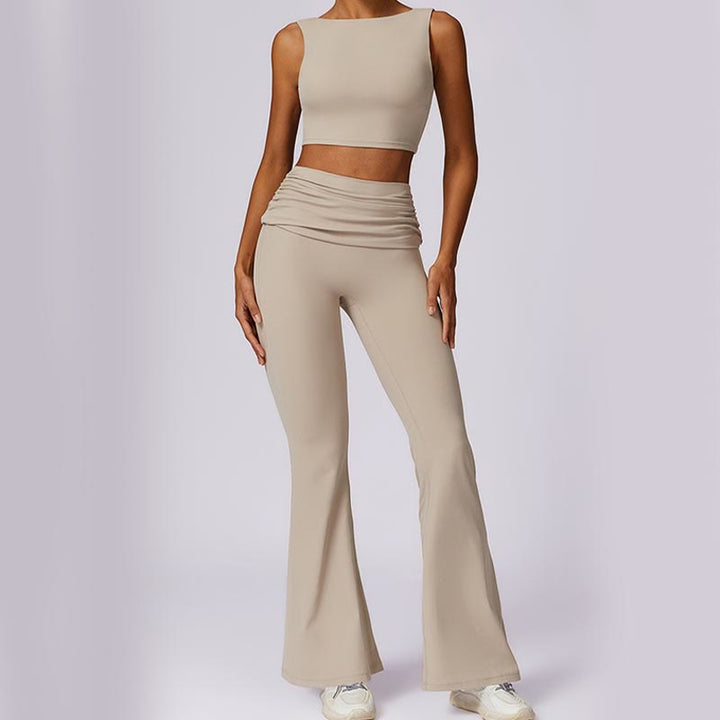 Buddha Stones Sin Mangas Sin Espalda Correa Tank Top Bra Pantalones Acampanados Deportes Fitness Yoga - image 62