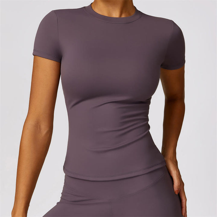 Buddha Stones - Camiseta de manga corta para mujer, polainas de cintura alta, pantalones para deportes y yoga - Marrón rosado - Arriba - US8-10, UK/AU12-14, EU40-42 (XL)  - image 42