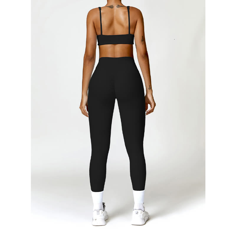 Buddha Stones Gimnasio Deportes Yoga Sin Espalda Bra Crop Tank Top Pantalones Cortos - image 5