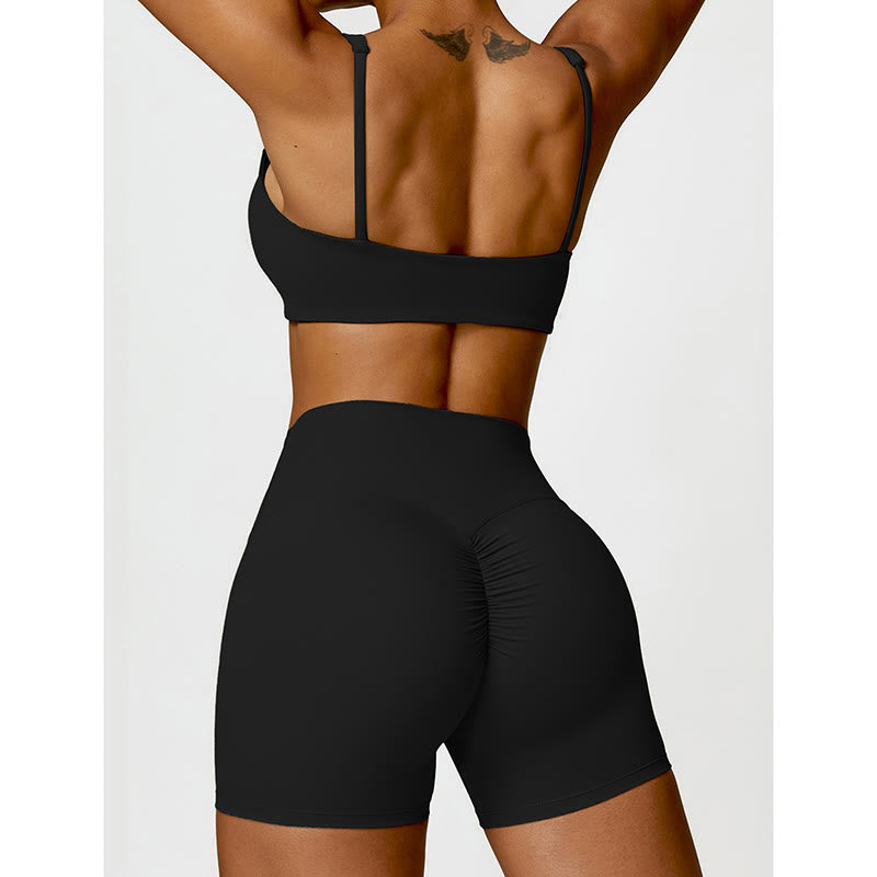 Buddha Stones Gimnasio Deportes Yoga Sin Espalda Bra Crop Tank Top Pantalones Cortos - image 2