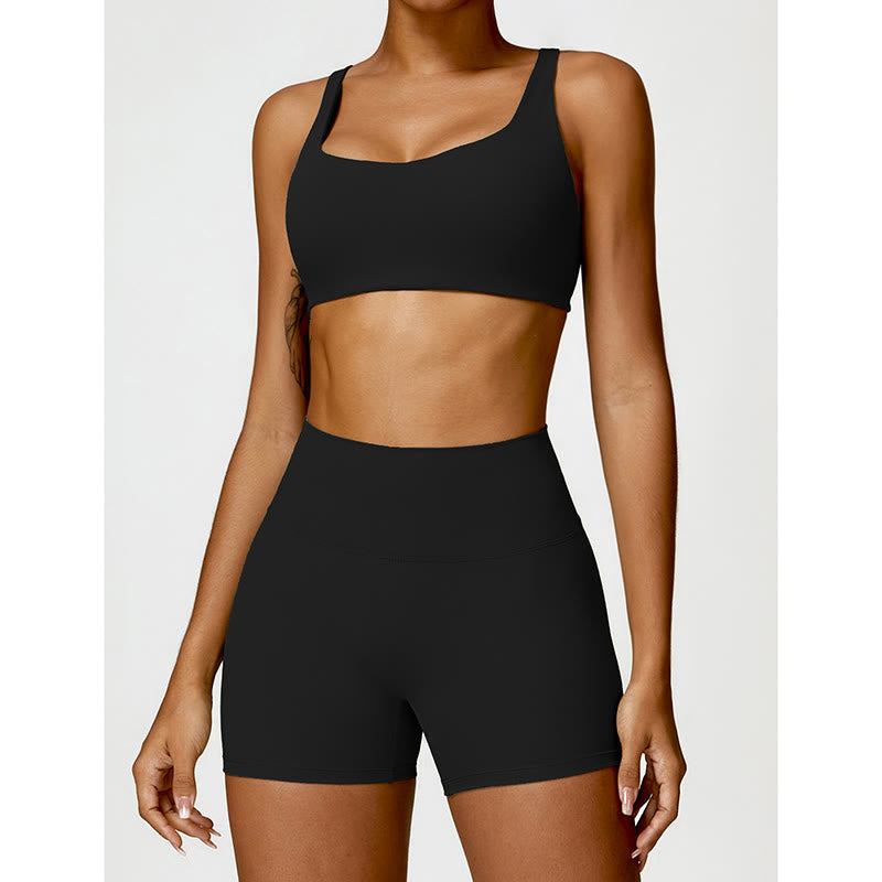 Buddha Stones Gimnasio Deportes Yoga Sin Espalda Bra Crop Tank Top Pantalones Cortos - image 1