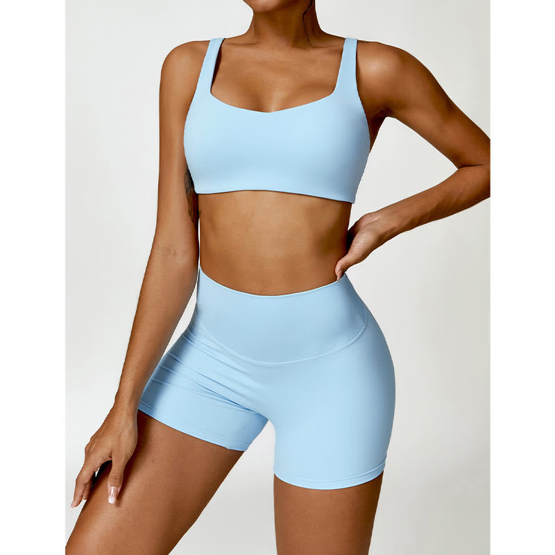 Buddha Stones Gimnasio Deportes Yoga Sin Espalda Bra Crop Tank Top Pantalones Cortos - image 17