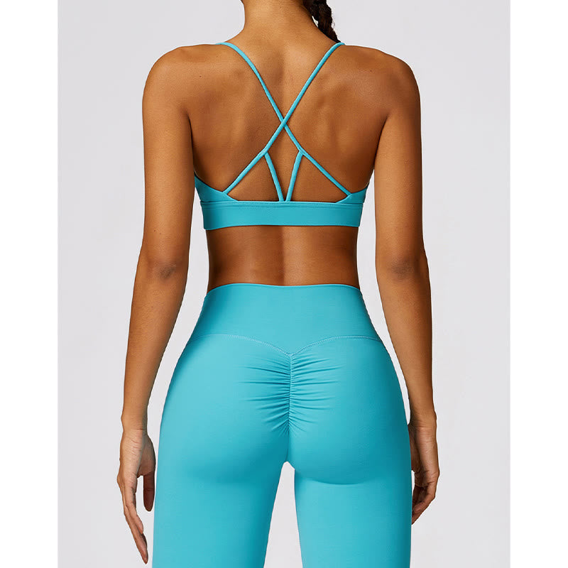 Buddha Stones Gimnasio Deportes Yoga Sin Espalda Bra Crop Tank Top Pantalones Cortos Transpirables - image 7
