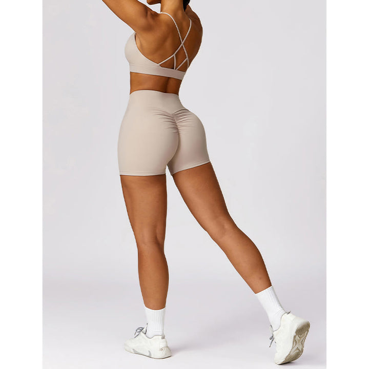 Buddha Stones Gimnasio Deportes Yoga Sin Espalda Bra Crop Tank Top Pantalones Cortos Transpirables