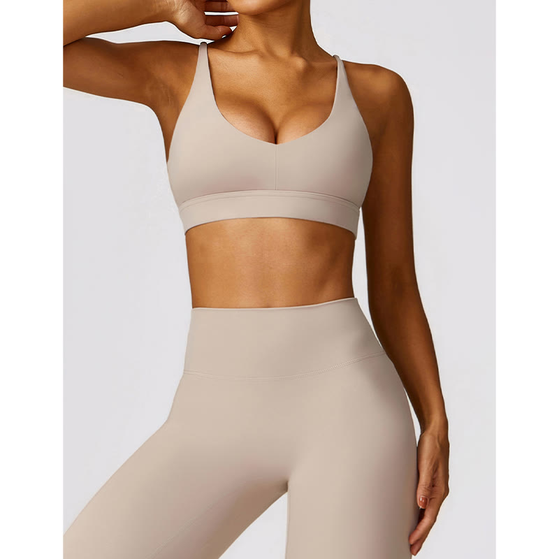 Buddha Stones Gimnasio Deportes Yoga Sin Espalda Bra Crop Tank Top Pantalones Cortos Transpirables - image 17