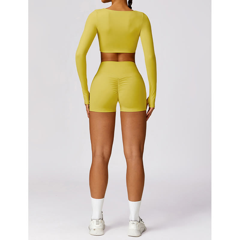 Buddha Stones Gimnasio Deportes Yoga Sin Espalda Bra Crop Tank Top Pantalones Cortos Transpirables
