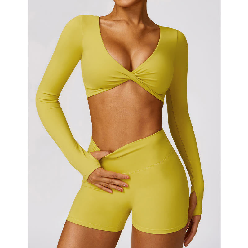 Buddha Stones Gimnasio Deportes Yoga Sin Espalda Bra Crop Tank Top Pantalones Cortos Transpirables - image 39