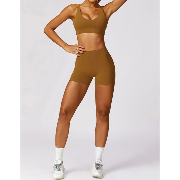 Buddha Stones Gimnasio Deportes Yoga Sin Espalda Bra Crop Tank Top Pantalones Cortos Transpirables