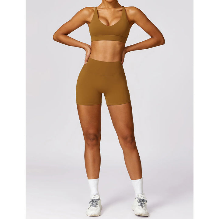 Buddha Stones Gimnasio Deportes Yoga Sin Espalda Bra Crop Tank Top Pantalones Cortos Transpirables