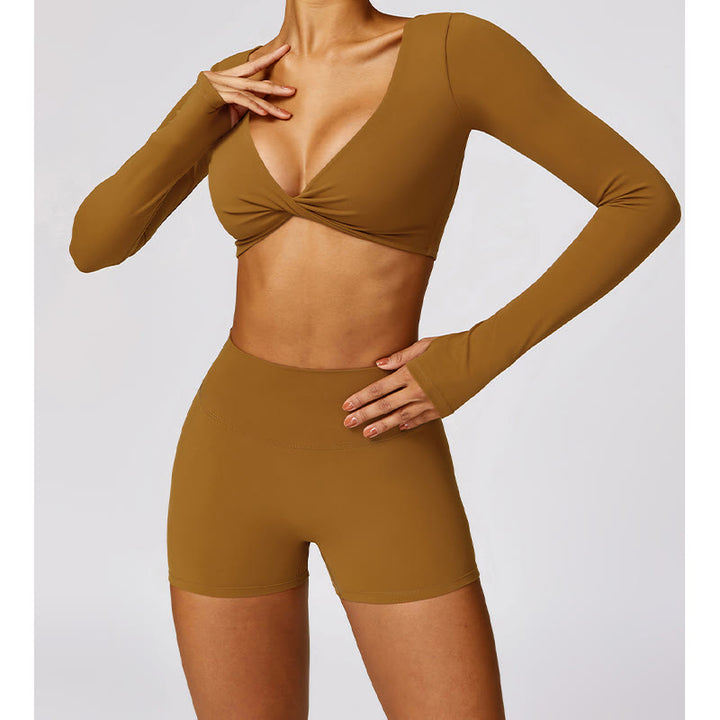 Buddha Stones Gimnasio Deportes Yoga Sin Espalda Bra Crop Tank Top Pantalones Cortos Transpirables - image 56