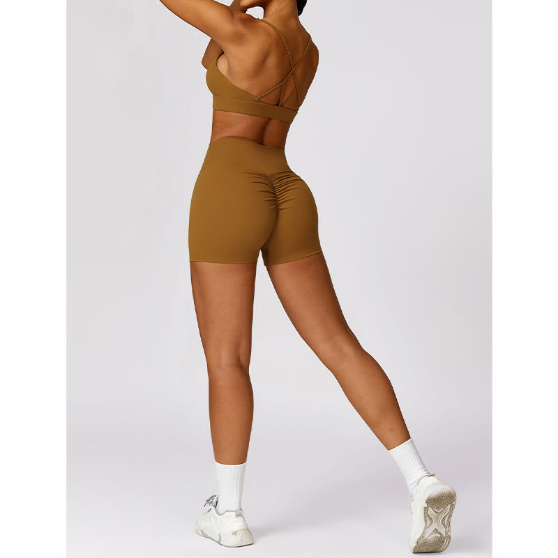 Buddha Stones Gimnasio Deportes Yoga Sin Espalda Bra Crop Tank Top Pantalones Cortos Transpirables - image 58